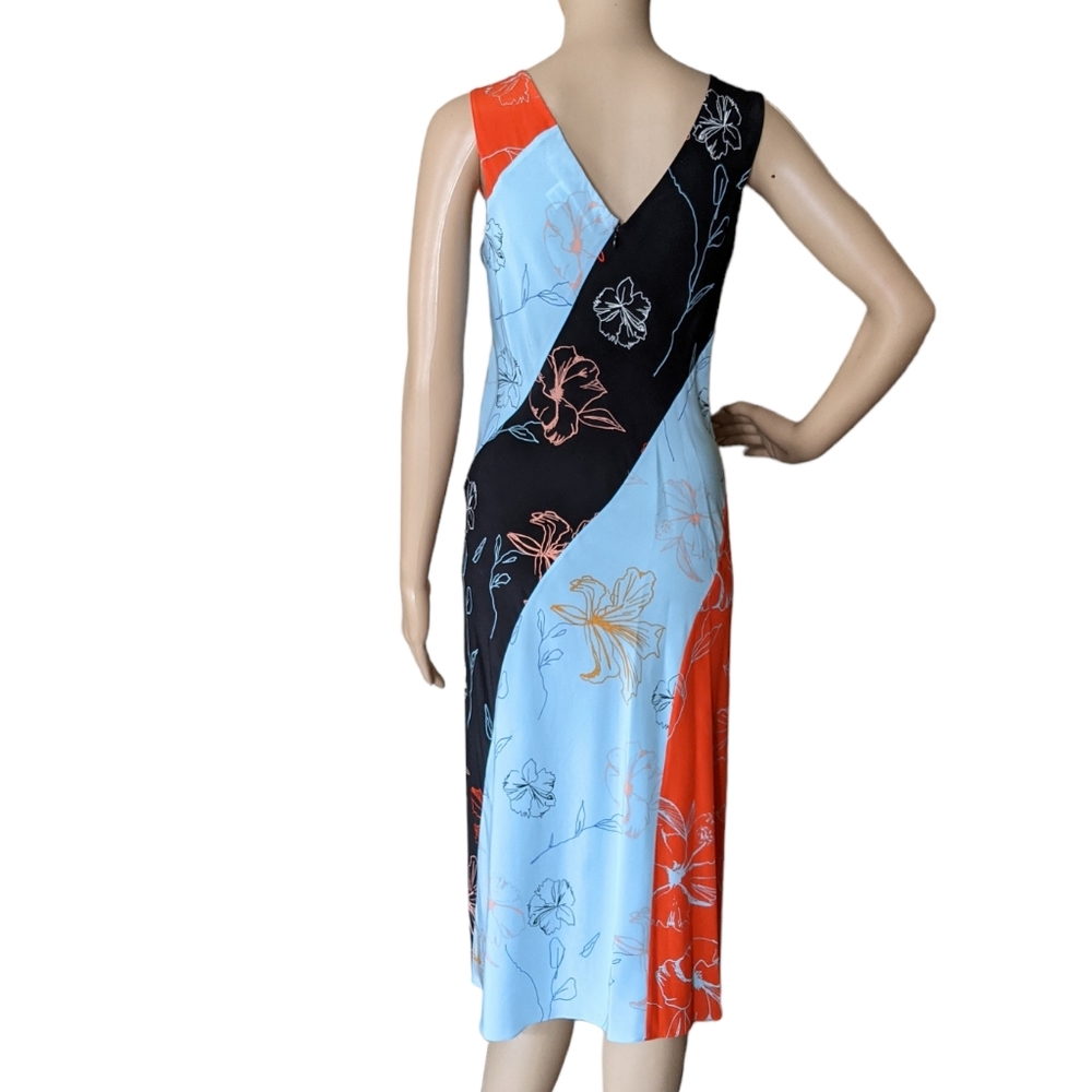 Diane Von Furstenberg Blue + Orange + Black Floral Midi Dress - Picture 7 of 11